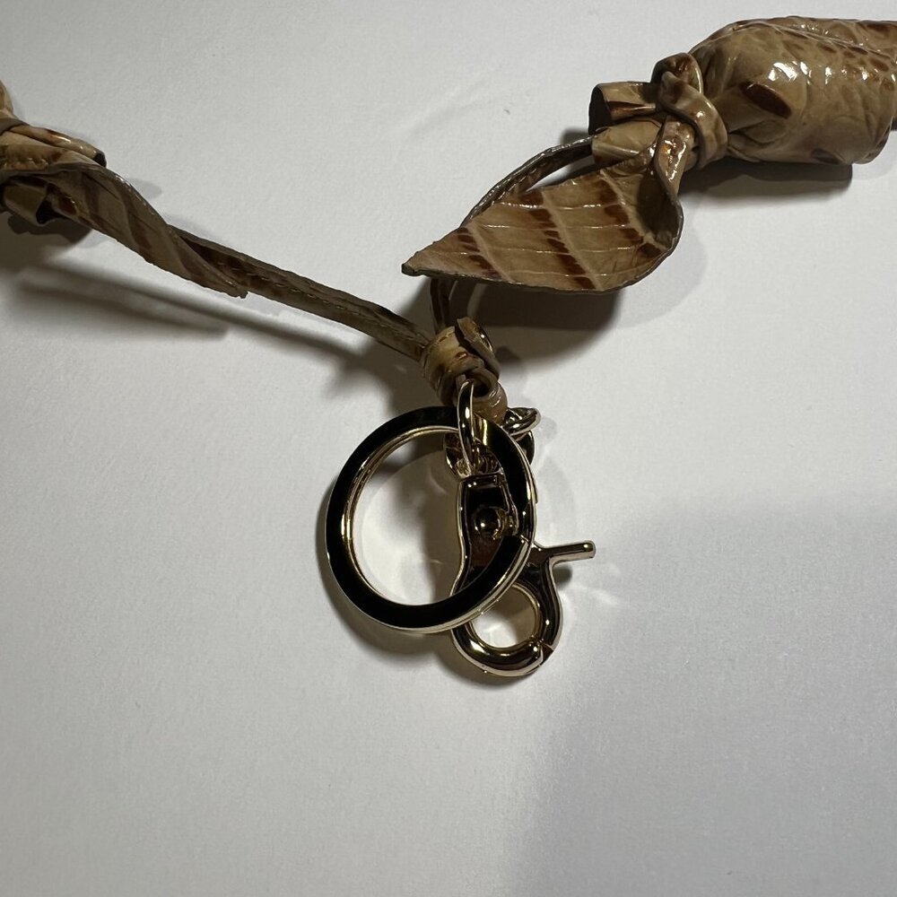 Brahmin RARE Hanging Roses Bag Charm / Key Fob Crocodile Gold - Picture 4 of 5